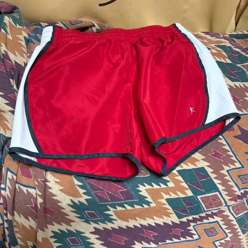 Danskin Red and White Athletic Shorts Lightweight Design